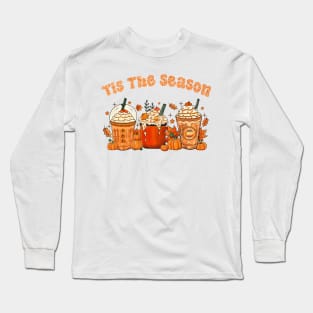 Tis The Season Latte Pumpkin Spice Leaf Fall Thanksgiving Long Sleeve T-Shirt